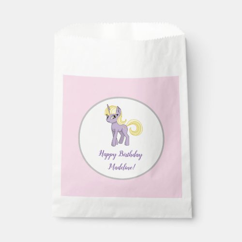 Unicorn Pink Little Girl Birthday Favor Bag