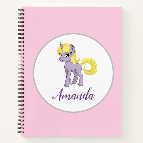 Unicorn Pink Little Girl Notebook Back to School