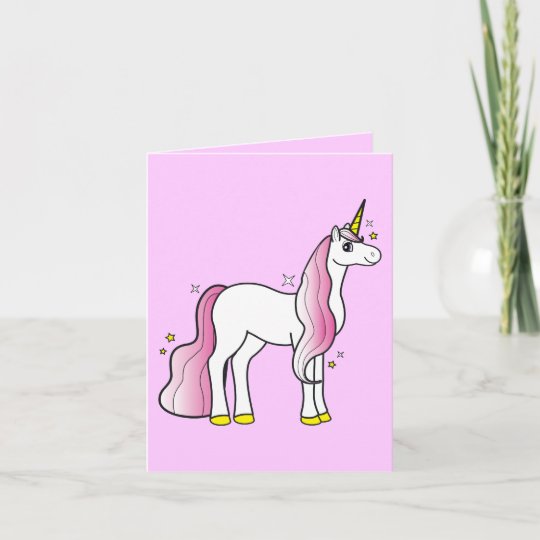 Unicorn Pink Mane And Tail Thanks Birthday Gift Thank You Card