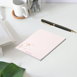 Unicorn pink name girl notepad<br><div class="desc">A cute pink and golden unicorn head.  A soft,  blush pink background. Personalize and add your name.  Pink letters.</div>