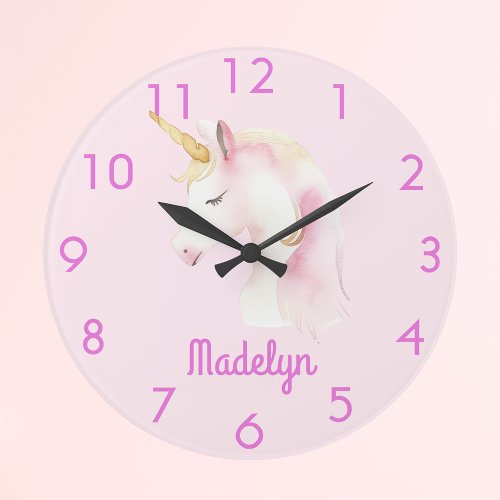 Unicorn pink name large clock