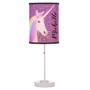 Unicorn Pink Ombre Glitter Table Lamp