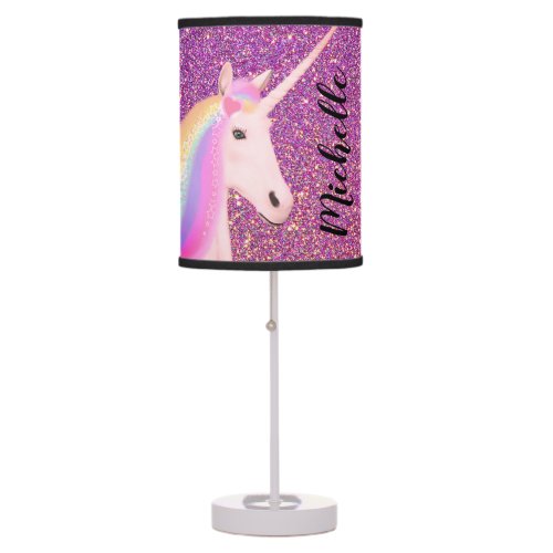 Unicorn Pink Ombre Glitter Table Lamp