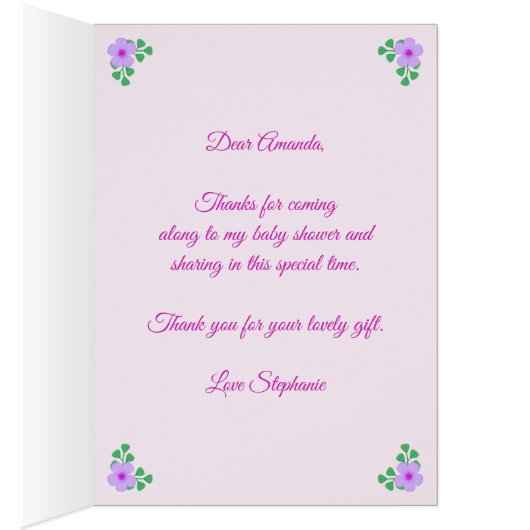 Unicorn Pink Personalized Baby Shower Thank You (Inside (Right))