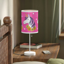 Unicorn Pink Purple Girls Nursery Room Table Lamp