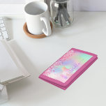 Unicorn pink purple glitter dust monogram name  trifold wallet<br><div class="desc">A holographic, iridescent background, pink, purple and rose gold. Decorated with pink faux glitter dust and a rainbow colored unicorn. Personalize and add your name. The name is written with a hand lettered style script with swashes. To keep the swashes only delete the sample name, leave the spaces or emoji's...</div>