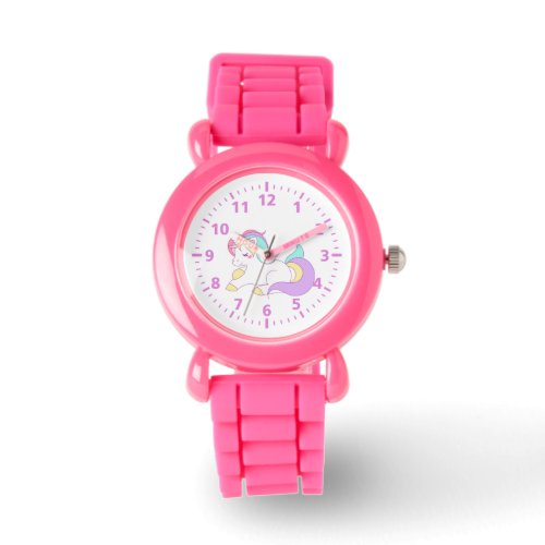 Unicorn pink purple white girly cute watch