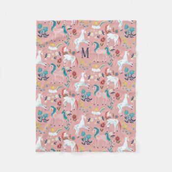Unicorn Pink Rainbow Girls All-over Print Fleece Blanket by CartitaDesign at Zazzle