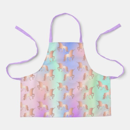 Unicorn pink rose gold rainbow mint green girly apron