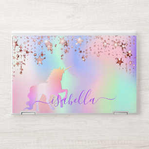 Unicorn pink sparkle rose gold stars rainbow HP laptop skin
