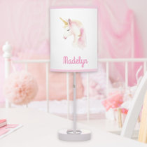 Unicorn pink white name table lamp