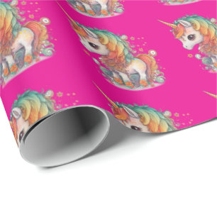 Unicorn pink wrapping paper