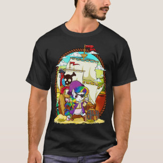 Unicorn Pirate Party Magical Ship Cute Girly T-Shirt