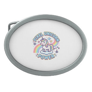 Unicorn Pixel Unicorn Power Graphic Design Product Belt Buckle