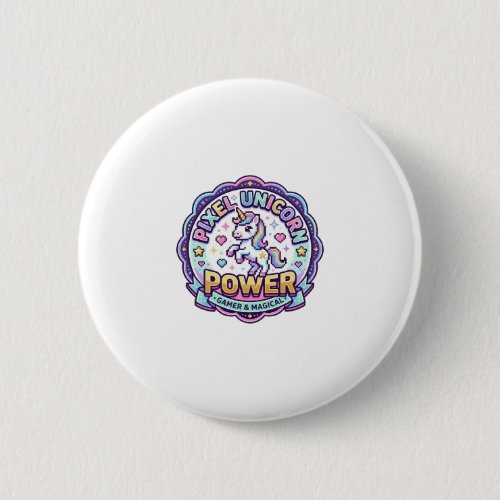 Unicorn Pixel Unicorn Power POD Ready Apparel Grap Button