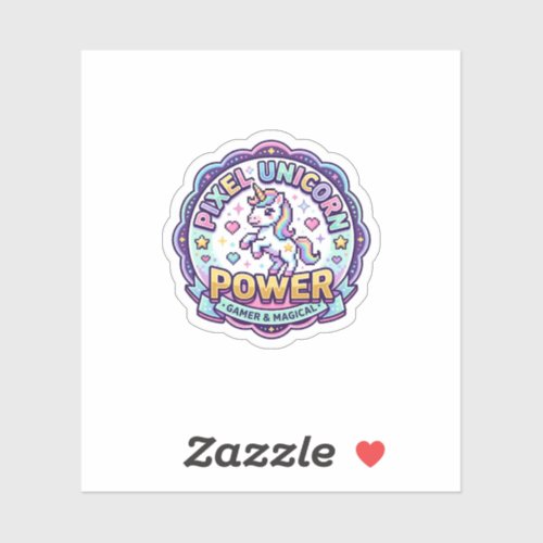 Unicorn Pixel Unicorn Power POD Ready Apparel Grap Sticker