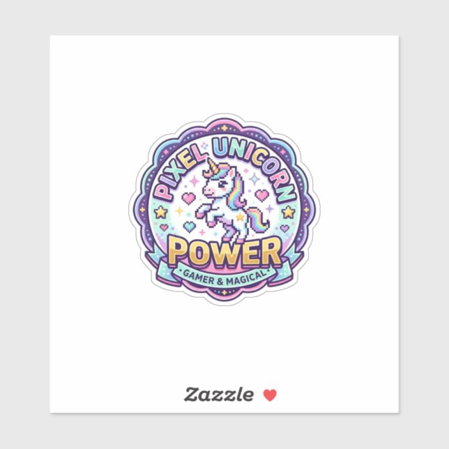 Unicorn Pixel Unicorn Power POD Ready Apparel Grap Sticker (Sheet)