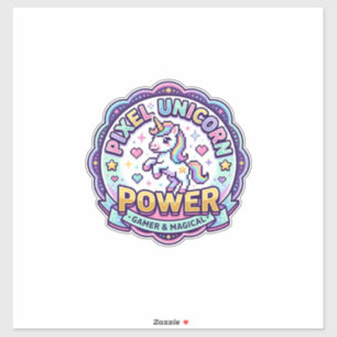 Unicorn Pixel Unicorn Power POD Ready Apparel Grap Sticker
