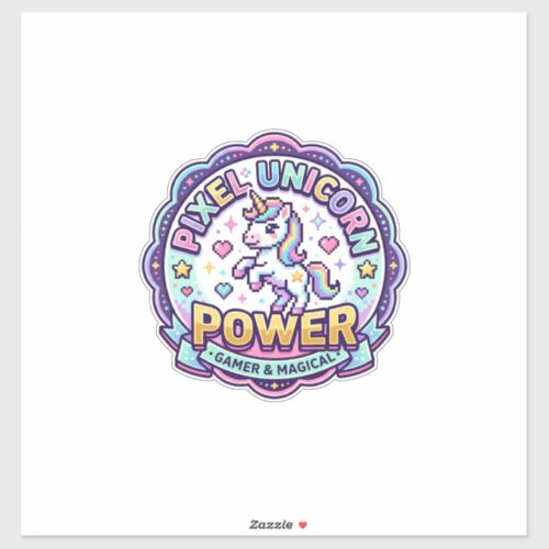 Unicorn Pixel Unicorn Power POD Ready Apparel Grap Sticker
