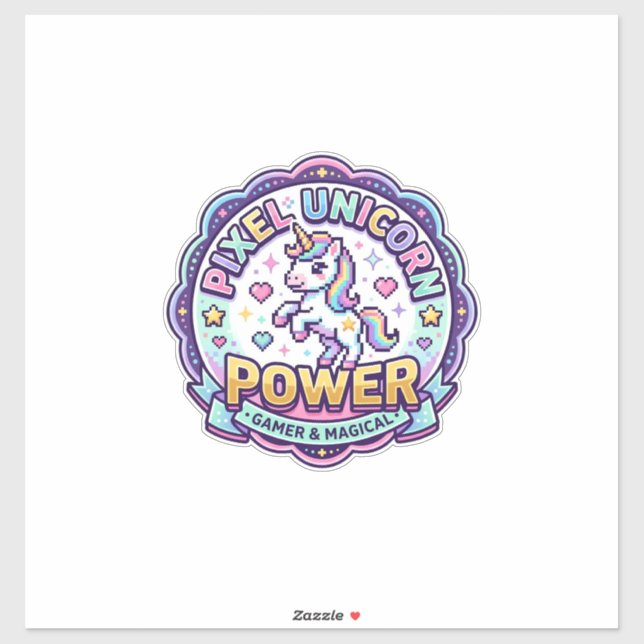Unicorn Pixel Unicorn Power POD Ready Apparel Grap Sticker (Sheet)