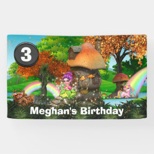 Unicorn pixie rainbow fantasy woodland DIY age Banner