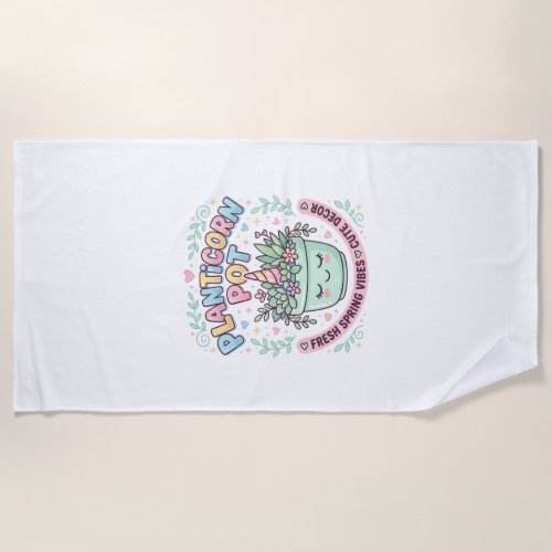 Unicorn Planticorn Pot Graphic Design Graphic Tee  Beach Towel