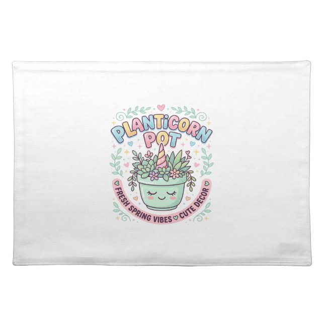 Unicorn Planticorn Pot Graphic Design Graphic Tee  Cloth Placemat (Front)