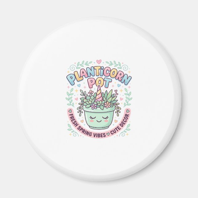 Unicorn Planticorn Pot Graphic Design Graphic Tee  Magnet (Front)