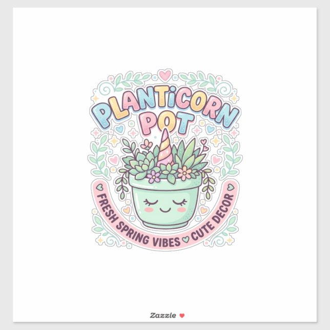 Unicorn Planticorn Pot Graphic Design Graphic Tee  Sticker (Sheet)