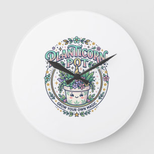 Unicorn Planticorn Pot POD Ready POD Artwork_1 Large Clock