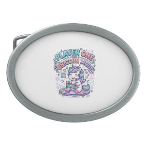 Unicorn Player One Unicorn Mode Retro Style Graphi Belt Buckle