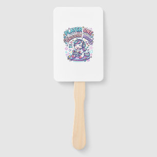 Unicorn Player One Unicorn Mode Retro Style Graphi Hand Fan