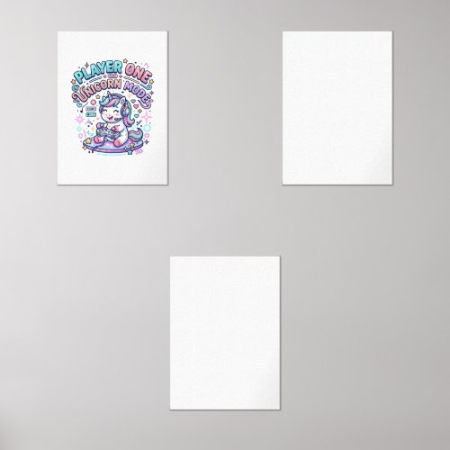 Unicorn Player One Unicorn Mode Retro Style Graphi Wall Art Sets