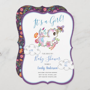 Unicorn Playground - Girl Baby Shower Invitations