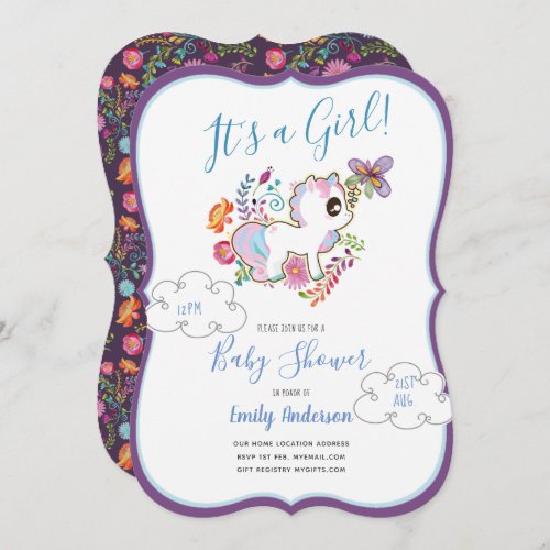 Unicorn Playground _ Girl Baby Shower Invitations