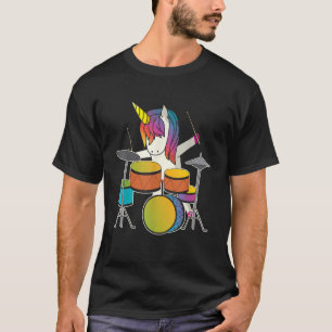 Unicorn Playing Drums Funny Magical Drummer Music  T-Shirt