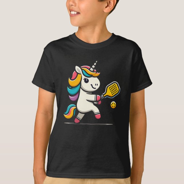 Unicorn Playing Pickleball Player Lover Kids Women T-Shirt (Front)