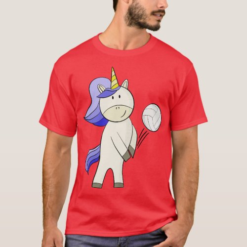 Unicorn playing volleyball T_Shirt