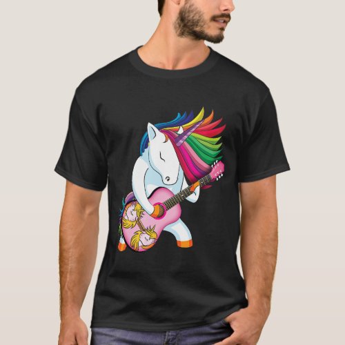 Unicorn plays Kids Acoustic Guitar T_Shirt