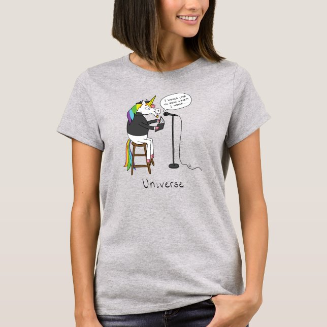 Unicorn Poetry Funny Cute Cartoon T-Shirt (Front)