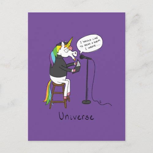 Unicorn Poetry Poet Funny Postcard