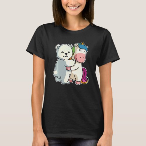 Unicorn  Polar Bear Hug Cute Icebear For Women Cu T_Shirt