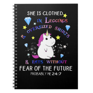 Unicorn Pony She Is Clothed In Leggings Oversized Notebook