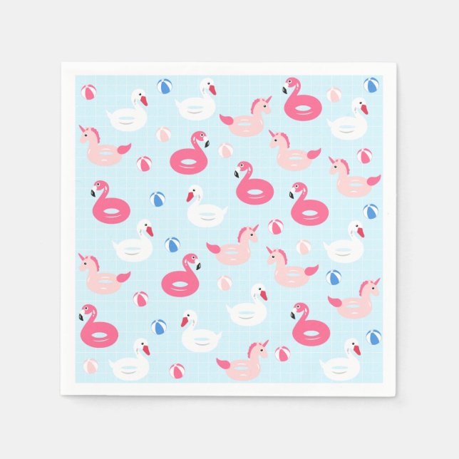 Unicorn Pool Float Paper Napkins (Front)