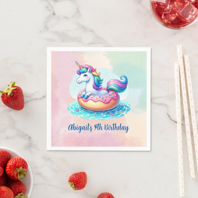 Unicorn Pool Party Birthday  Napkins (Insitu)