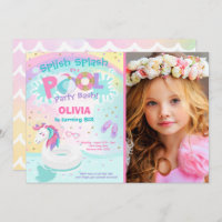 Unicorn Pool Party Invitation Pool Birthday Party