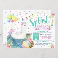 Unicorn Pool Party Invitation Unicorn Float