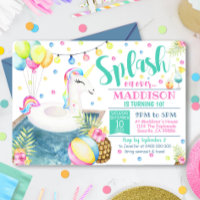 Unicorn Pool Party Invitation Unicorn Float