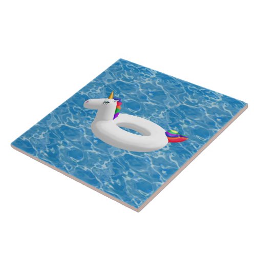 Unicorn pool to on blue water  ceramic tile