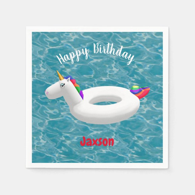 Unicorn pool toy  napkins (Front)